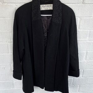 Mackintosh Embroidered Wool Vintage Long Pea Barn Coat sz 12P